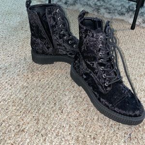 Black Suede Katy Perry Combat Boots